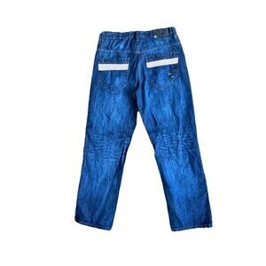 Y2K Rocawear Jeans Men’s 32 Dark Wash Patch Design Hip Hop Streetwear Vintage De